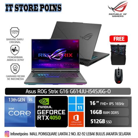 Jual Asus Rog Strix G16 G614ju I545j6g O I5 13540hx 16gb 512gb Rtx4050 6gb Jakarta Selatan