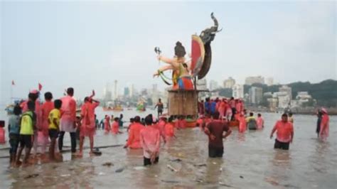 Mumbai India September Ganesha Idol Carried Sea Immersion Ganesha