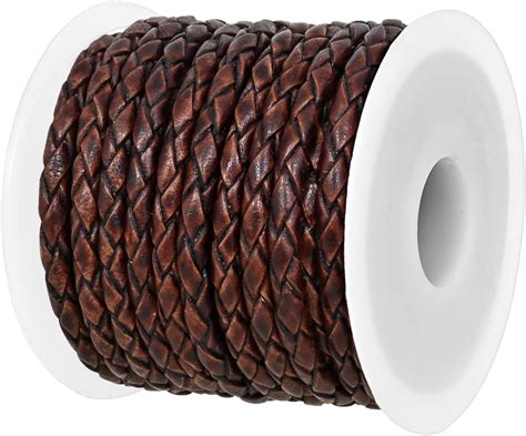 5 Yards 4mm Braided Leather Cord Round Leather Strap For