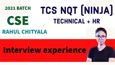 TCS NQT NINJA Interview Experience Shared By Rahul Of CSE 2021 Batch