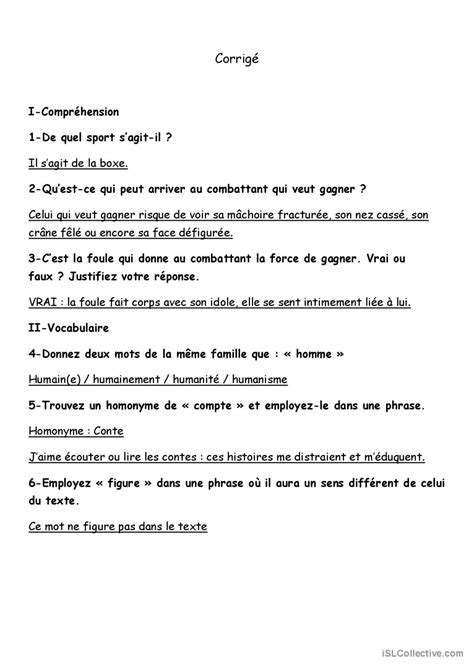 «le Roi Des Poids Lourds Compréhens… English Esl Worksheets Pdf And Doc