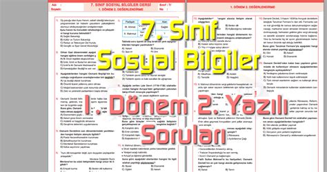 2022 2023 Sosyal Bilgiler 7 Sınıf 1 Dönem 2 Yazılı Soruları Cevap