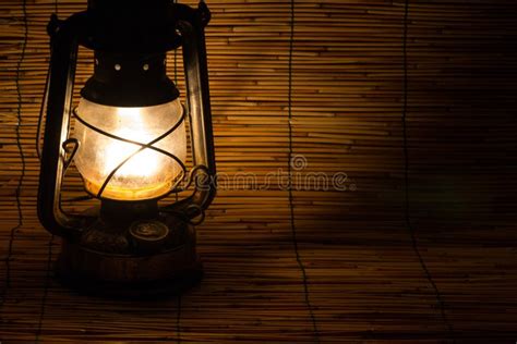 Old Kerosene Lantern Light In Rustic Country Barn Stock Photo Image