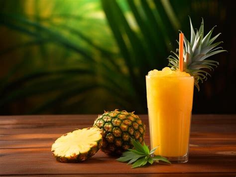 Premium Ai Image A Glass Of Pineapple Juice With Fresh Background