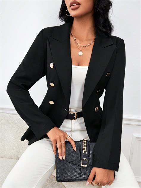 Shein Privé Peak Collar Double Breasted Blazer Shein Usa