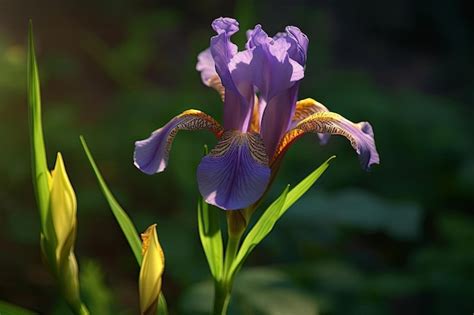 Premium Ai Image Iris Blossom From A Low Angle Perspective