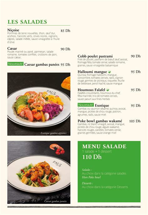 Menu Paul Maroc Les Meilleurs Restaurants Maroc Eat Ma