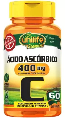 Vitamina C Ácido Ascórbico 500mg 60 Cáps Unilife