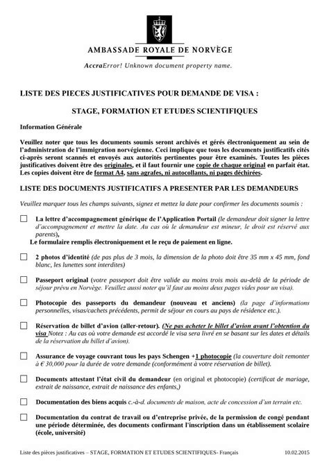 Pdf Liste Des Pieces Justificatives Pour Demande De Visa Stage