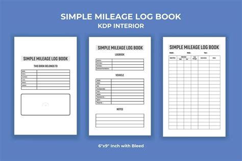 Simple Mileage Log Book Kdp Interior Vector Art At Vecteezy