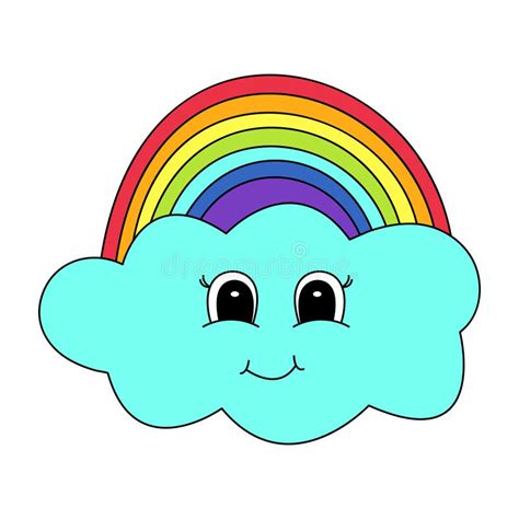 Cute Cartoon Cloud And Rainbow Vector Illustration Stock Vector