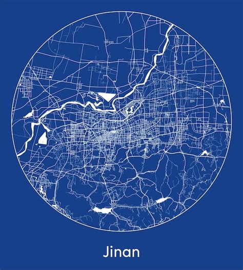 Premium Vector City Map Jinan China Asia Blue Print Round Circle