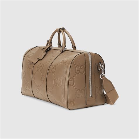 Jumbo Gg Small Duffle Bag In Taupe Leather Gucci Pl