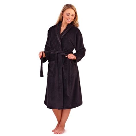 Womens Full Length Fleece Bath Robe Dressing Gown Housecoat Belt