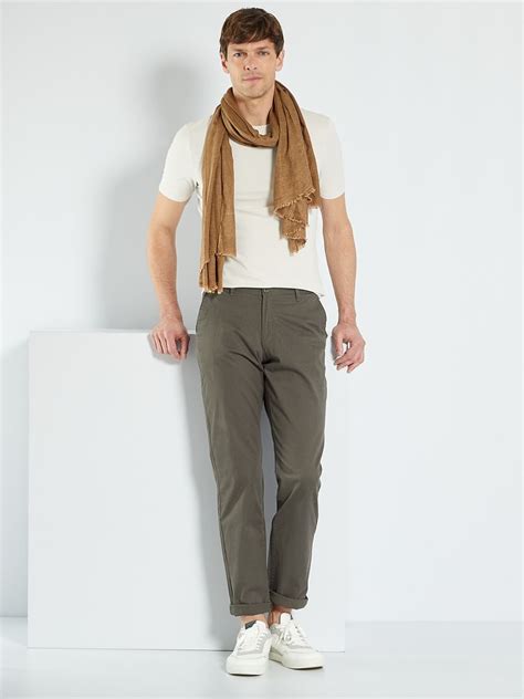 Regular Fit Chino Broek L Kaki Kiabi