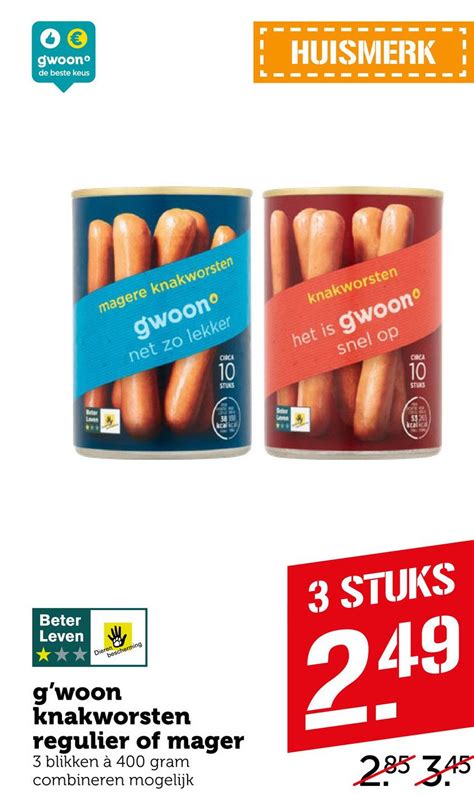 G Woon Knakworsten Regulier Of Mager Gram Aanbieding Bij Coop