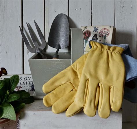 Gardening Gauntlets Blue Suede And Leather Little Garden Shop