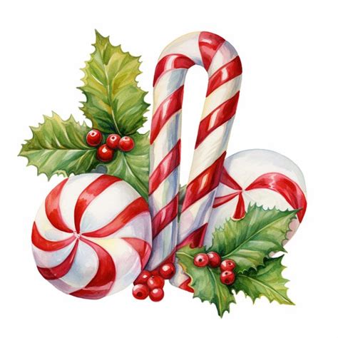 Premium Ai Image There Are Two Candy Canes And Holly Leaves On The