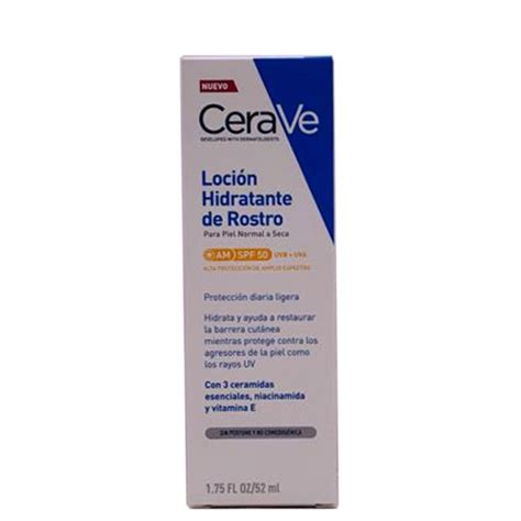 CeraVe Loción Hidratante de Rostro SPF50 Piel Normal a Seca 52ml