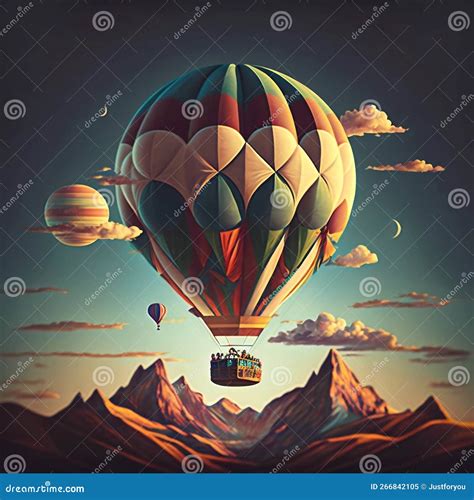 Hot Air Balloon Generative AI Stock Illustration Illustration Of Balloons Mountain