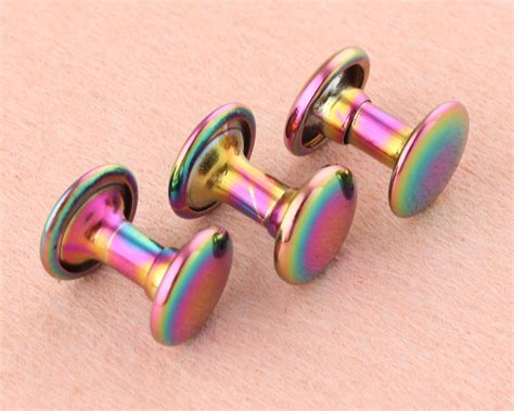 8mm Rainbow Double Cap Rivetsmetal Button Round Rapid Etsy