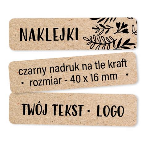 Naklejki Etykiety Eco Kraft Z Własnym Nadrukiem Logo Napisem 100szt 4x1