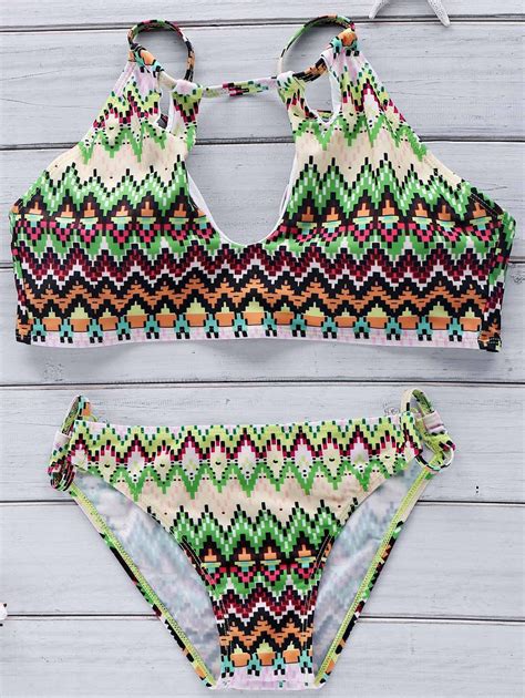 12 OFF 2021 Cut Out Halter Printed Bikini Set In COLORMIX ZAFUL