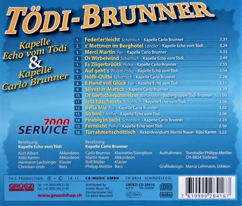 CD KAPELLE ECHO VOM TÖDI CARLO BRUNNER Tödi Brunner Kaufen auf