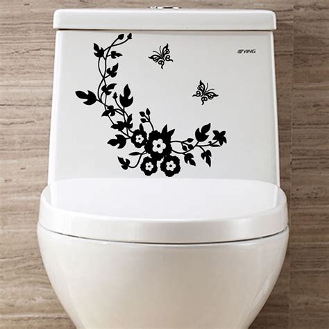 Linjieee Pretty Room Decorations For Girls Flower Toilet Seat Wall Sticker Bathroom Decoration