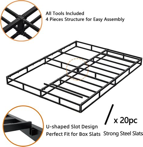 Queen Box Spring And Cover Set 5 Inch Low Profile Metal Spring Heavy