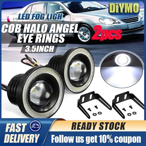 Pcs Car Cob Led Angel Eyes Fog Light Ring Lens Projector Halo Ring