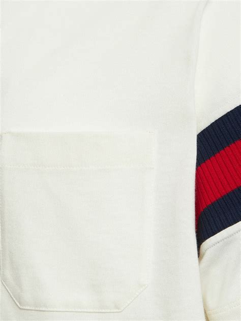 Gucci Cotton Jersey Polo With Web In White Modesens