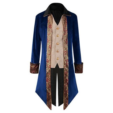 Wreesh Mens Steampunk Medieval Tailcoat Luxury Printed Gothic Tuxedo