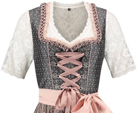 Dirndl Donkergrijs Roze Luxe 60cm 2dlg Kopen