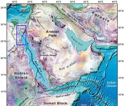 Landsat Image Shows The Arabian Nubian Shield ANS And Seasat Derived