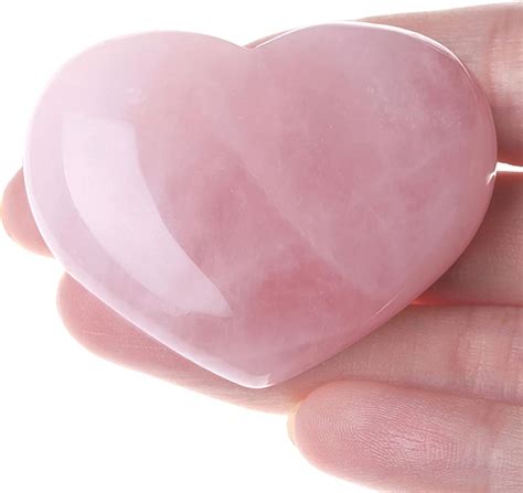 Maibaota Mm Rose Quartz Crystal Heart Big Healing Crystals Pink