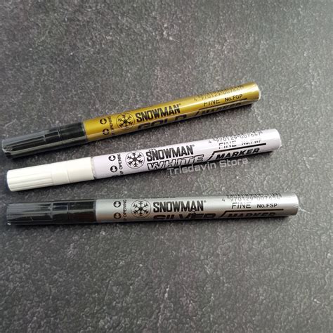 Jual Spidol Marker Permanent Kecil Snowman Warna Emas Perak Dan Putih