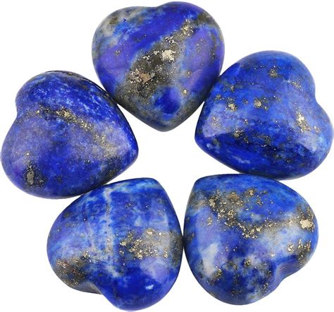 Amazon SUNYIK Natural Lapis Lazuli Pocket Mini Puff Heart Worry