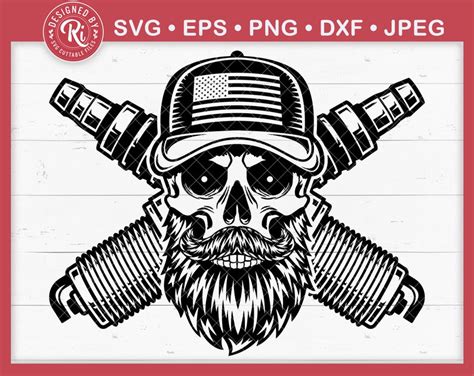 Spark Plug Svg Bearded Skull With Hat Svg Bearded Skull Etsy