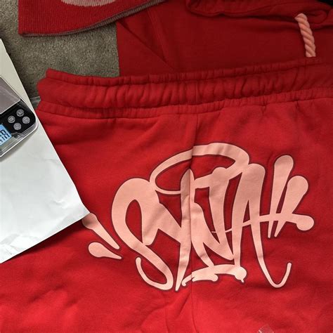 SYNA WORLD LOGO TRACKSUIT RED/PINK 🩸🌸 ⬜️ All Sizes... - Depop 
