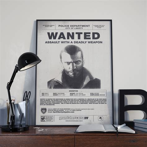 Grand Theft Auto 4 Poster GTA 4 Poster Video Game Poster Gaming Poster Room Decor Wall Decor ...