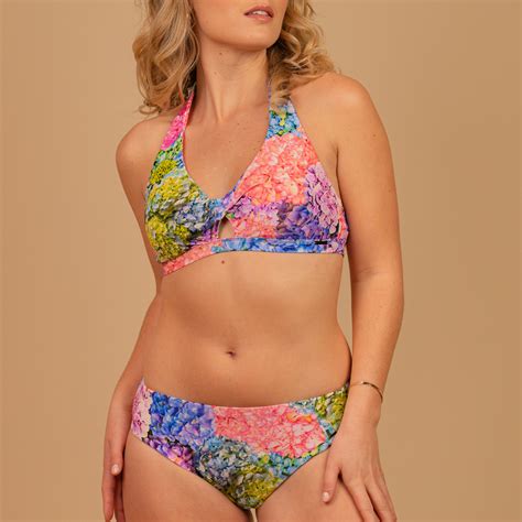 Moontide Hydrangea Twist Halter Bikini Top Moontide Swimwear