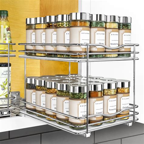 LYNK PROFESSIONAL 8-1/4" Wide Double Pull Out Spice Rack Organizer for