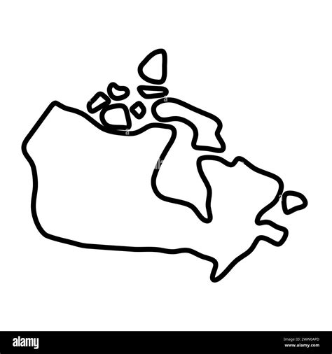 Canada Country Simplified Map Thick Black Outline Contour Simple