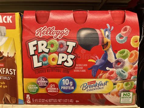 Kelloggs Froot Loops Desayuno Bebida 6 Pack Foto De Archivo Editorial Imagen De Editorial