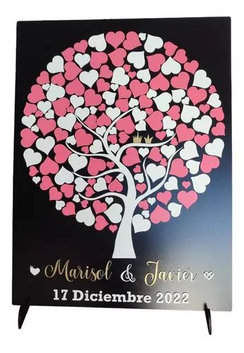 Arbol De Firmas Para Boda Con 150 Corazones Con Base Meses sin interés