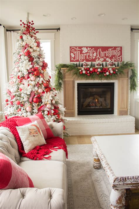 Red And White Christmas Mantel Handmade Farmhouse