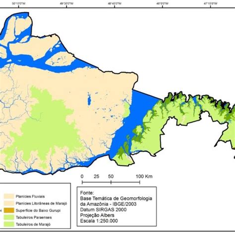 Mapa das Unidades Geomorfológicas da Zona Costeira Paraense ZCPA