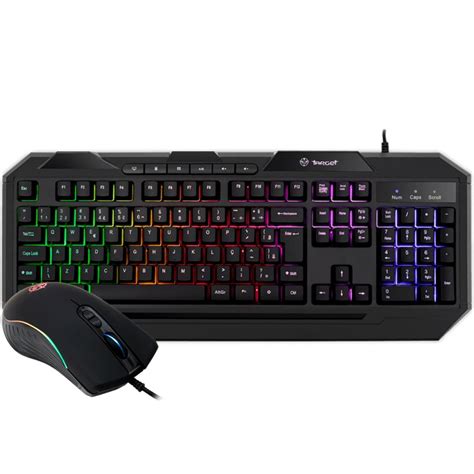 Kit teclado e mouse Mouse Gamer TGT Bizon Rainbow RGB 7 Botões