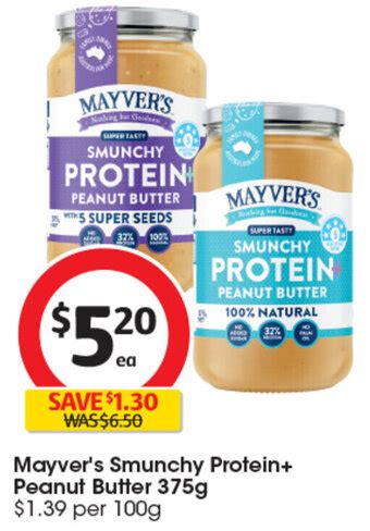 Mayver S Smunchy Protein Peanut Butter G Offer At Coles